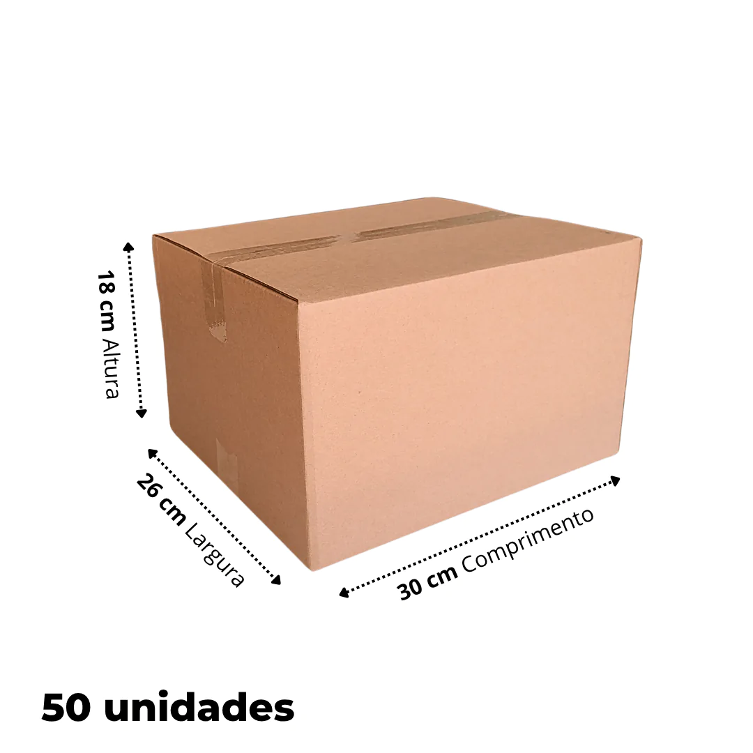 50 Caixas De Papelão 30x26x18