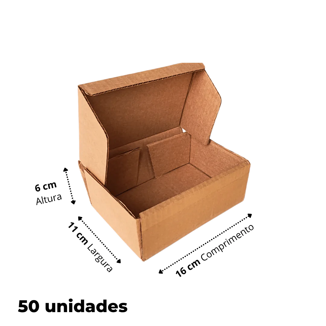 50 Caixas De Papelão 16x11x6
