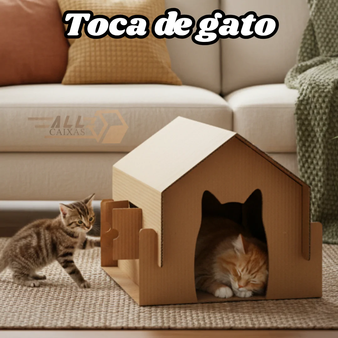 Toca do Gato - Casinha Para Gato De Papelão Personalizável