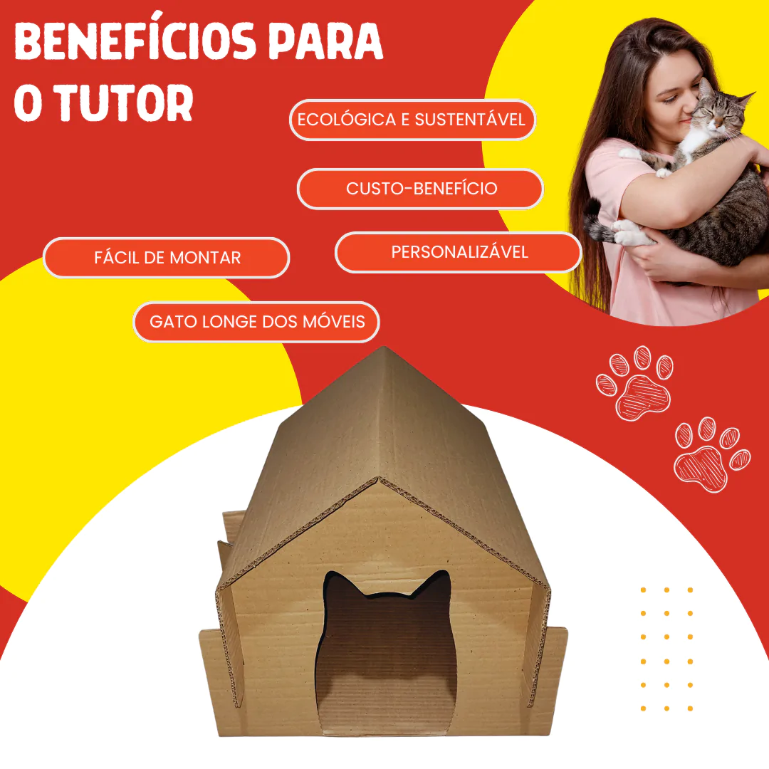Toca do Gato - Casinha Para Gato De Papelão Personalizável - Imagem 6